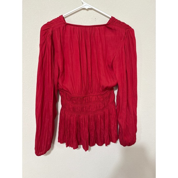 Vampire Red Tie Waist Blouse XXS Fairycore Indie Whimsigoth Peasant Whimsical - Picture 2 of 6